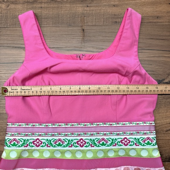 Vtg 80s Lilly Pulitzer Ribbon Striped Dress 6 Pink Embroidered Vacation Cottage - Picture 5 of 7